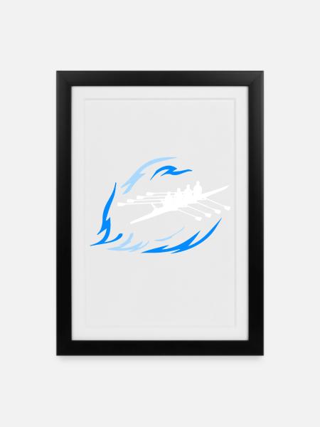 Aviron - Double 4 - Affiche encadrée (27 × 37 cm) - noir