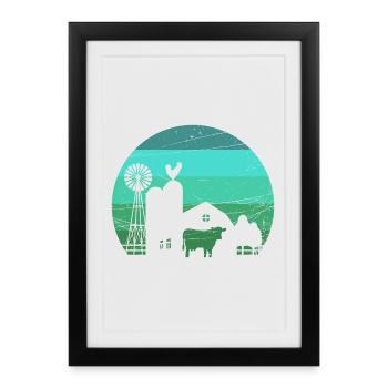 Ferme Ferme Agricole Grange - Desig - Affiche encadrée (27 × 37 cm) - noir - Devant