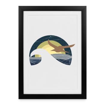 Mouette au bord de la mer - design - Affiche encadrée (27 × 37 cm) - noir - Devant