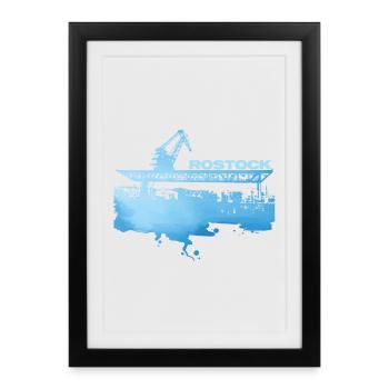 Port de la ville de Rostock - Affiche encadrée (27 × 37 cm) - noir - Devant