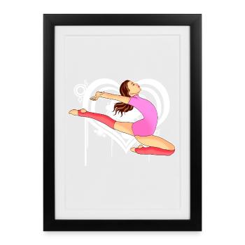 Gymnastique - Gymnaste - Athlétisme - Affiche encadrée (27 × 37 cm) - noir - Devant