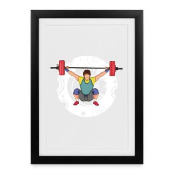 Haltérophilie - Arraché - Poussée - Haltérophilie - Affiche encadrée (27 × 37 cm) - noir - Devant