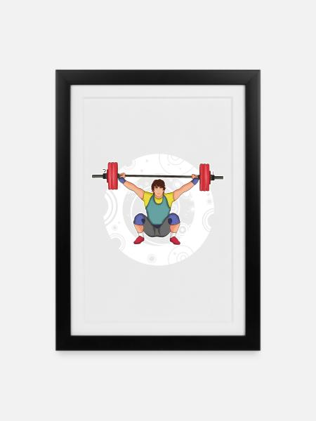 Gewichtheben - Reißen - Stoßen - Gewichtheber - Gerahmtes Poster (27 × 37 cm) - Schwarz