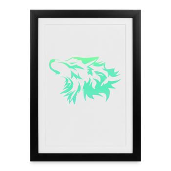 Loup vert vif - Affiche encadrée (27 × 37 cm) - noir - Devant