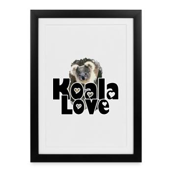 Koala Love Animal Animals Australia Dicton - Affiche encadrée (27 × 37 cm) - noir - Devant