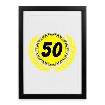 50e anniversaire, 50e anniversaire Couronne de laurier(25) - Affiche encadrée (27 × 37 cm) - noir - Devant