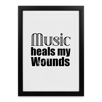 Musik Heilung Medizin Spruch Gesundheit Depression - Gerahmtes Poster (27 × 37 cm) - Schwarz - Vorne