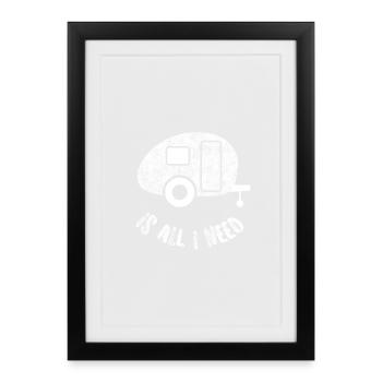 Caravan Grunge Quote Camping Caravane Vacances Fun - Affiche encadrée (27 × 37 cm) - noir - Devant