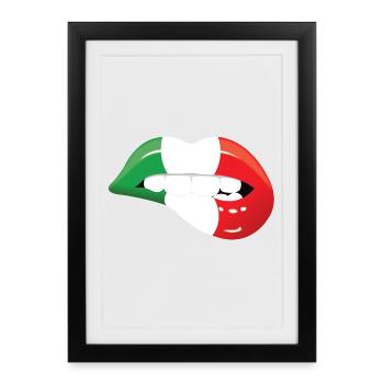 lip kiss mouth lipstick mouth italy - Framed poster (27 × 37 cm) - black - Front