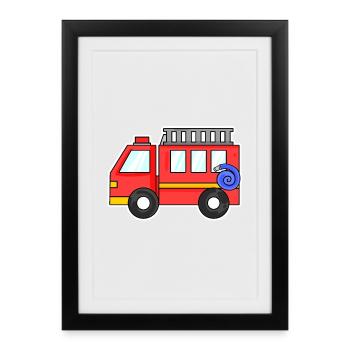 Camion de pompiers - Affiche encadrée (27 × 37 cm) - noir - Devant