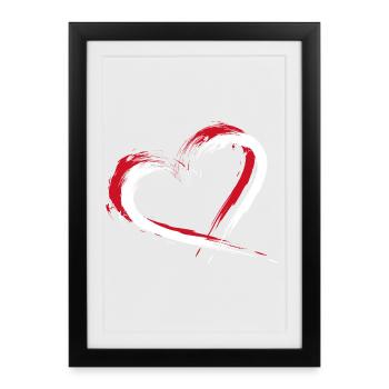 Indonésie drapeau du coeur - Affiche encadrée (27 × 37 cm) - noir - Devant