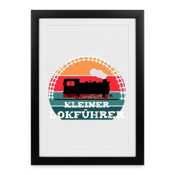 Eisenbahn Kinder Dampflok Lokführer - Gerahmtes Poster (27 × 37 cm) - Schwarz - Vorne