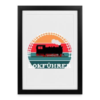 Lokführer Eisenbahn Dampflok - Gerahmtes Poster (27 × 37 cm) - Schwarz - Vorne