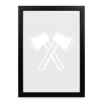 Axe Axes Lumberjack Forester - Framed poster (27 × 37 cm) - black - Front