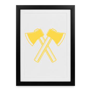Axe Axes Lumberjack Forester - Framed poster (27 × 37 cm) - black - Front