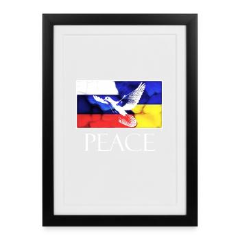 PAIX Russie Ukraine Colombe de la Paix blanc - Affiche encadrée (27 × 37 cm) - noir - Devant