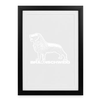 Brunswick Lion T-Shirt Autocollant Idée Cadeau - Affiche encadrée (27 × 37 cm) - noir - Devant