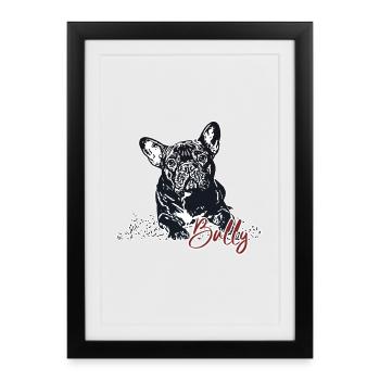 Bully - Bouledogue français mignon - Affiche encadrée (27 × 37 cm) - noir - Devant