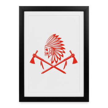 Guerrier indien rouge - Affiche encadrée (27 × 37 cm) - noir - Devant