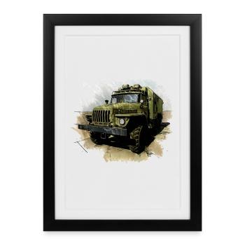 URAL 4320 with box body - Framed poster (27 × 37 cm) - black - Front