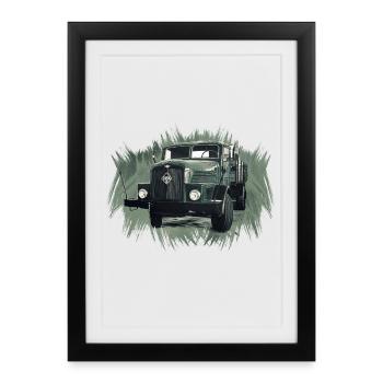 Camion à plateau IFA H6 - Affiche encadrée (27 × 37 cm) - noir - Devant