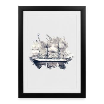 Gorch Fock Sailing Ship - Framed poster (27 × 37 cm) - black - Front
