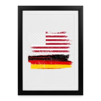 Flag Fusion : Grunge américain et allemand - Affiche encadrée (27 × 37 cm) - noir - Devant