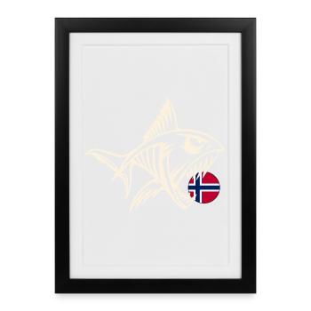 Norvège Fishing Angler Fishing Tour - Affiche encadrée (27 × 37 cm) - noir - Devant