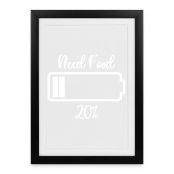 Besoin de carburant Batterie faible Té - Affiche encadrée (27 × 37 cm) - noir - Devant