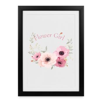 fleur fille fleurs fille romantique petite amie lol - Affiche encadrée (27 × 37 cm) - noir - Devant