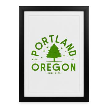 Logo de l’arbre vert de Portland - Affiche encadrée (27 × 37 cm) - noir - Devant