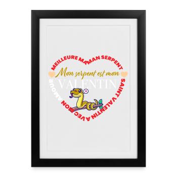 Mon serpent est mon Valentin - Affiche encadrée (27 × 37 cm) - noir - Devant
