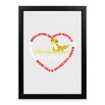 Mon lézard est mon Valentin - Affiche encadrée (27 × 37 cm) - noir - Devant