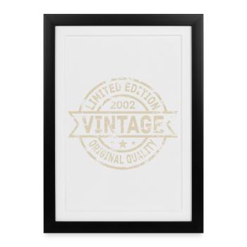 2002 Né Anniversaire Année de naissance millésime - Affiche encadrée (27 × 37 cm) - noir - Devant