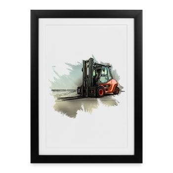 Forklift - Framed poster (27 × 37 cm) - black - Front