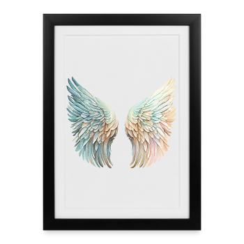 Ailes d'Ange Pastel en Miroir - Affiche encadrée (27 × 37 cm) - noir - Devant