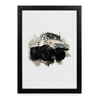 Unimog Oldi - Affiche encadrée (27 × 37 cm) - noir - Devant