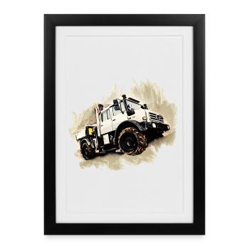 Camion Unimog - Affiche encadrée (27 × 37 cm) - noir - Devant