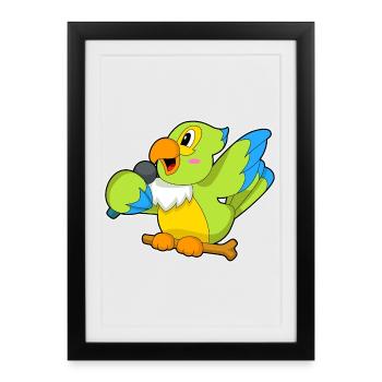 Parrot Singer Microphone Singing - Framed poster (27 × 37 cm) - black - Front