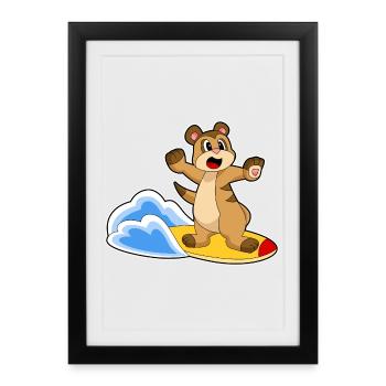 Été de surf sur planche de surf sur suricate - Affiche encadrée (27 × 37 cm) - noir - Devant