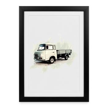 Camion à plateau BARKAS B1000 - Affiche encadrée (27 × 37 cm) - noir - Devant