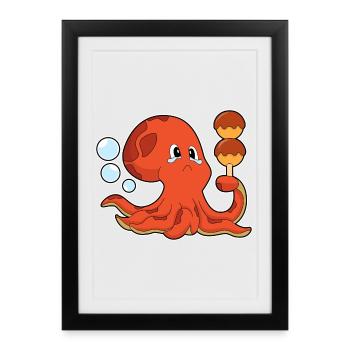 Poulpe Takoyaki - Affiche encadrée (27 × 37 cm) - noir - Devant