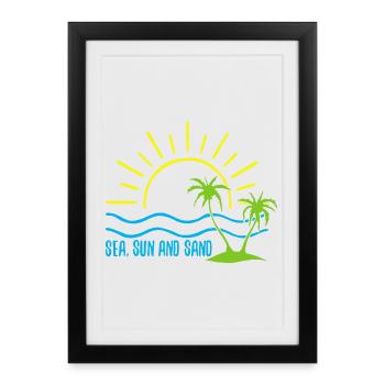 Mer, soleil et sable - Affiche encadrée (27 × 37 cm) - noir - Devant