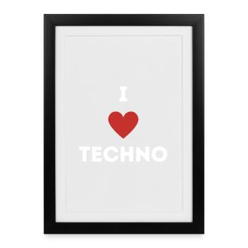J’AIME LA TECHNO - J’AIME LA TECHNO RAVEWEAR - Affiche encadrée (27 × 37 cm) - noir - Devant
