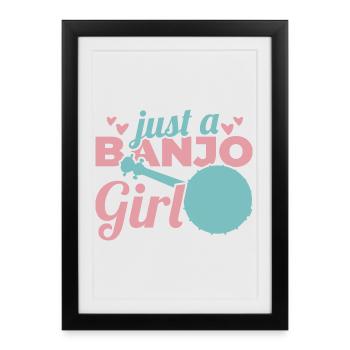 Drôle de fille de banjo - Affiche encadrée (27 × 37 cm) - noir - Devant