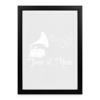 Musique vintage (blanc) - Affiche encadrée (27 × 37 cm) - noir - Devant