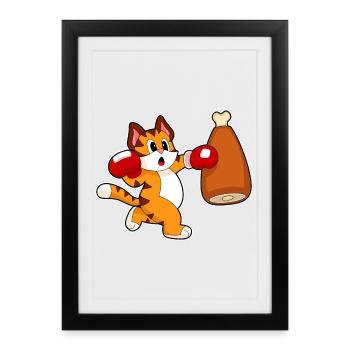 Tiger Boxer Punching Bag Boxing - Framed poster (27 × 37 cm) - black - Front