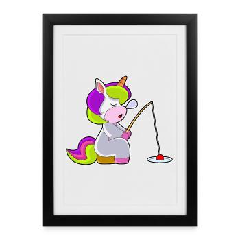Unicorn Angler Fishing Rod Fishing Rod - Framed poster (27 × 37 cm) - black - Front