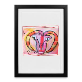 Bélier, Arc-en-ciel, Art céleste - Affiche encadrée (27 × 37 cm) - noir - Devant