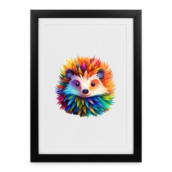 Hérisson coloré - Affiche encadrée (27 × 37 cm) - noir - Devant